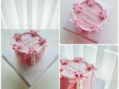 ST6749-Bánh Kem Sữa Tươi-Bánh Cho Nữ-Bánh Thắt Nơ Nhỏ Hồng