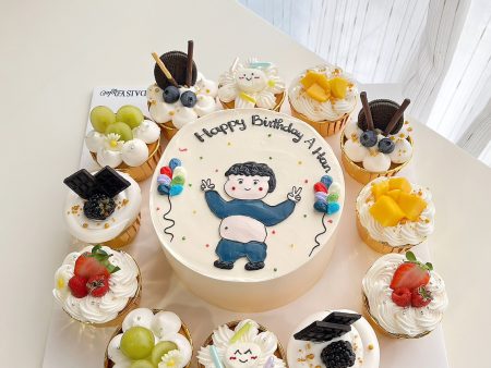 V280-Vẽ Nam Bụng Bự & 12 Cupcakes-Bánh Vẽ Nam- Bé Trai