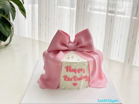 ST6799-Bánh Sữa Tươi-Tạo Hình Nơ Hồng