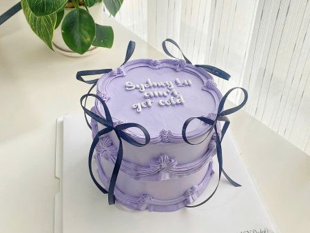 ST6829-Bánh Kem Sữa Tươi-Bánh Màu Tím-Ruy Băng Đen