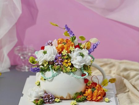 FL3655-Bánh Hoa Kem Sữa Tươi-Bình Hoa