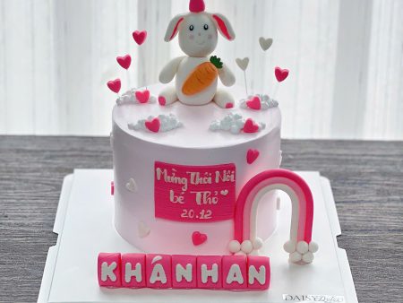 TH123-Tạo Hình Thỏ-Bé Gái-Thôi Nôi-Đầy Tháng.