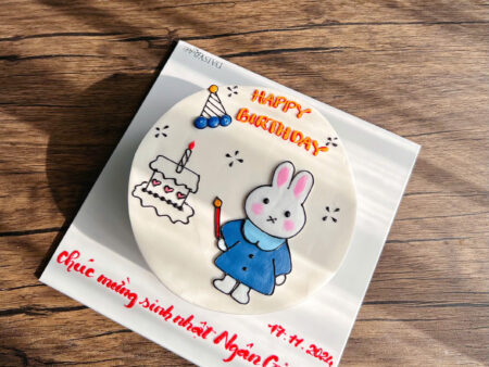 BÁNH VẼ THỎ CẦM NẾN-BÁNH SINH NHẬT-HỌA TIẾT