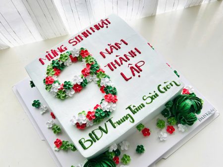 FL3729-BÁNH VUÔNG HOA KEM SỮA TƯƠI-KỶ NIỆM CÔNG TY