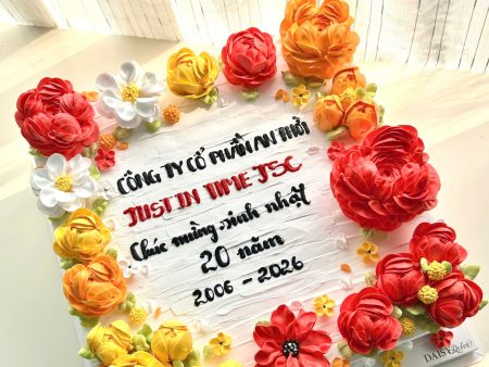 FL3774-BÁNH VUÔNG HOA KEM SỮA TƯƠI