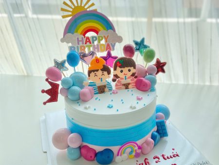 BÁNH SINH ĐÔI TRAI GÁI-TRANG TRÍ PHỤ KIỆN